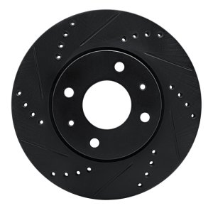 Mitsubishi Lancer Brake Rotor (1) - Front Left - R1 Concepts - Drilled & Slotted - Black - 2004